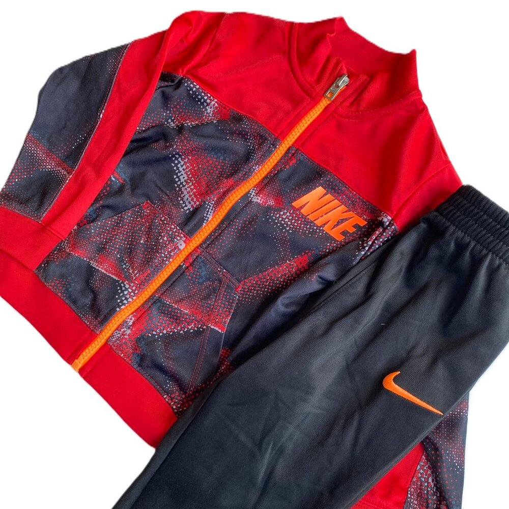 NIKE Boys 2-Piece Jacket & Pants Track Suit Matching Set Black Red